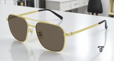 DUNHILL DU0014S 001 Pilot Navigator Gold Light Brown 54 mm Men's Sunglasses