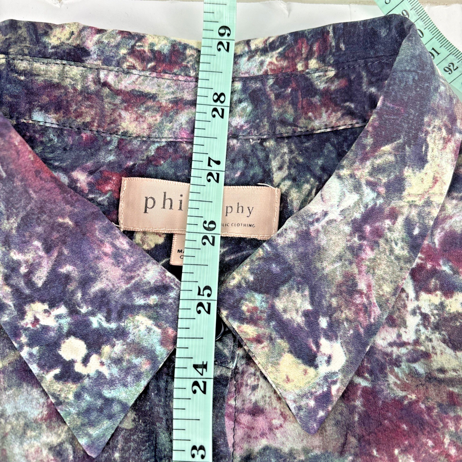 Philosophy Abstract Print Button Front Blouse Top… - image 9