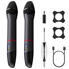 UHF Wireless Microphone System-Metal Rechargeable Cordless Dynamic Mic,2 Hand...