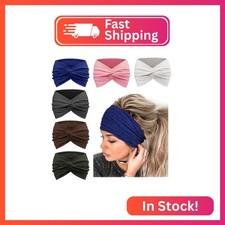 AQOKKA Extra Wide Turban Headbands for Women No Slip Boho Elastic Hairband