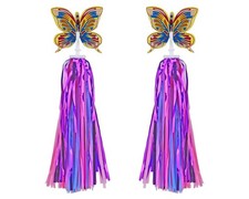 Multi-Color Bicycle Handlebar Streamers w/Butterfly Topper – Weather-Resistant.
