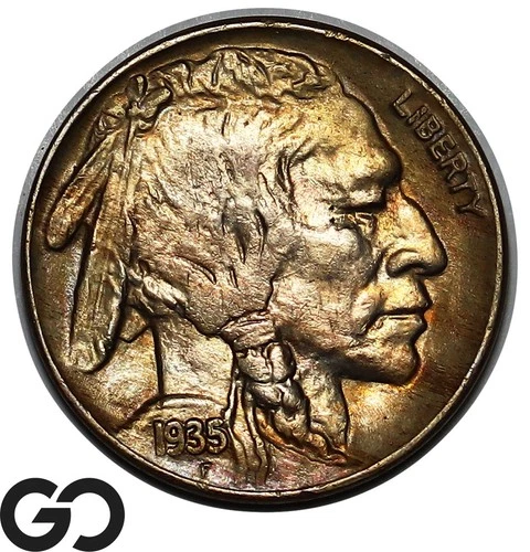 1935 Buffalo Nickel, Nice Color, Solid Gem BU++