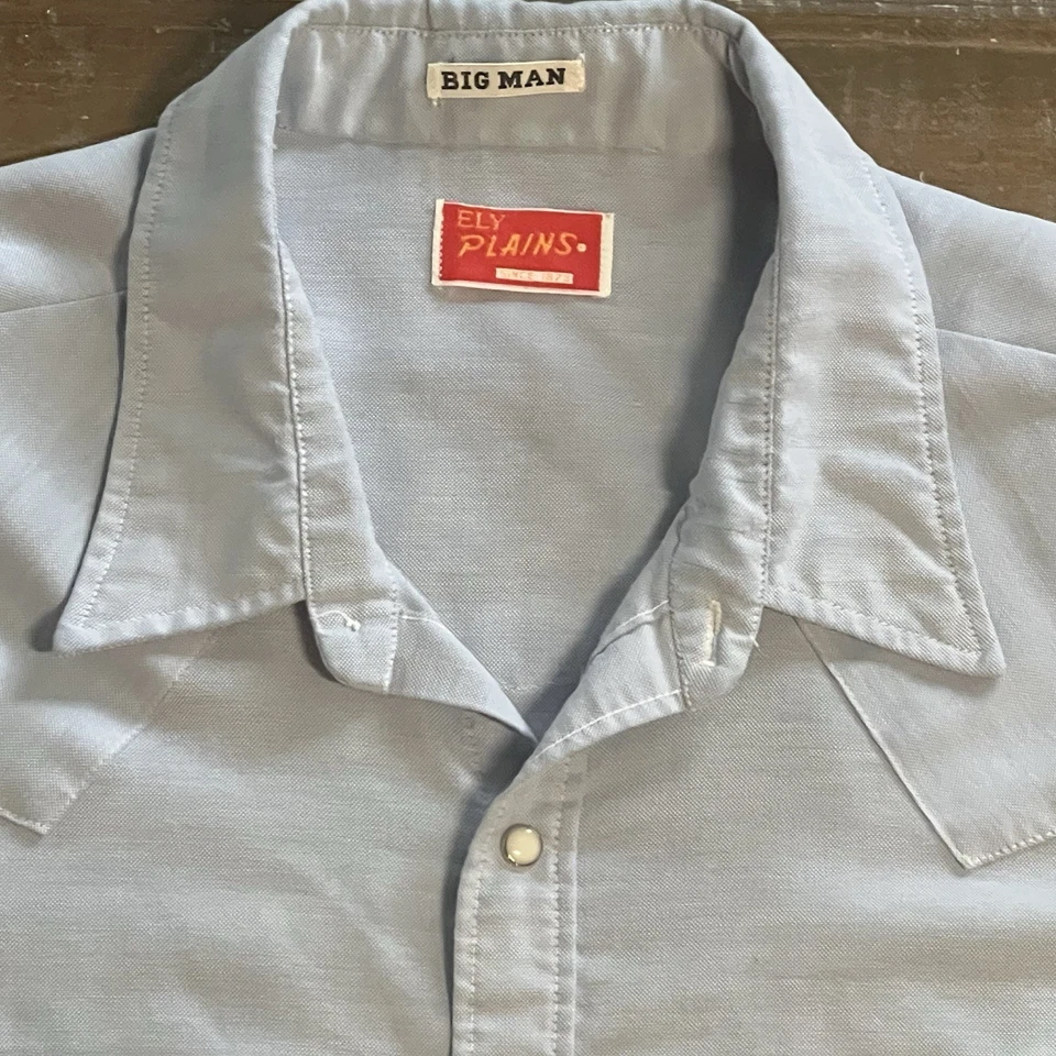 Denim Blue Pearl Snap Country Western Shirt Mens 3XL - Yoke Design Flap Pocket - Image 3 of 4