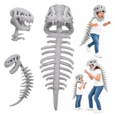 Dinosaur Skeleton Costume for Kids, Cozy Plush 3D Dino Toy 31.5 in Small Gray