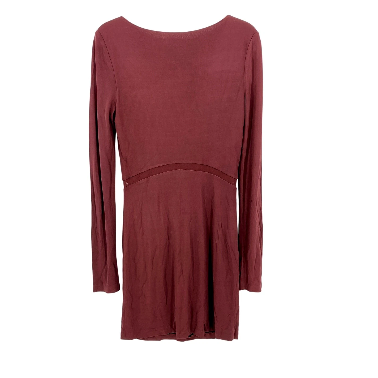 Abito Body Donna T By Alexander Wang Manica Lunga Tg Large Marrone Elasticizzato