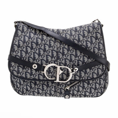 Christian Dior Diorissimo Blue Monogram Flap Messenger Crossbody Shoulder Bag