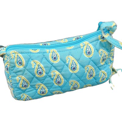 Vera Bradley Bermuda Blue Turquoise Paisley Quilt Cross Clutch Shoulder Purse