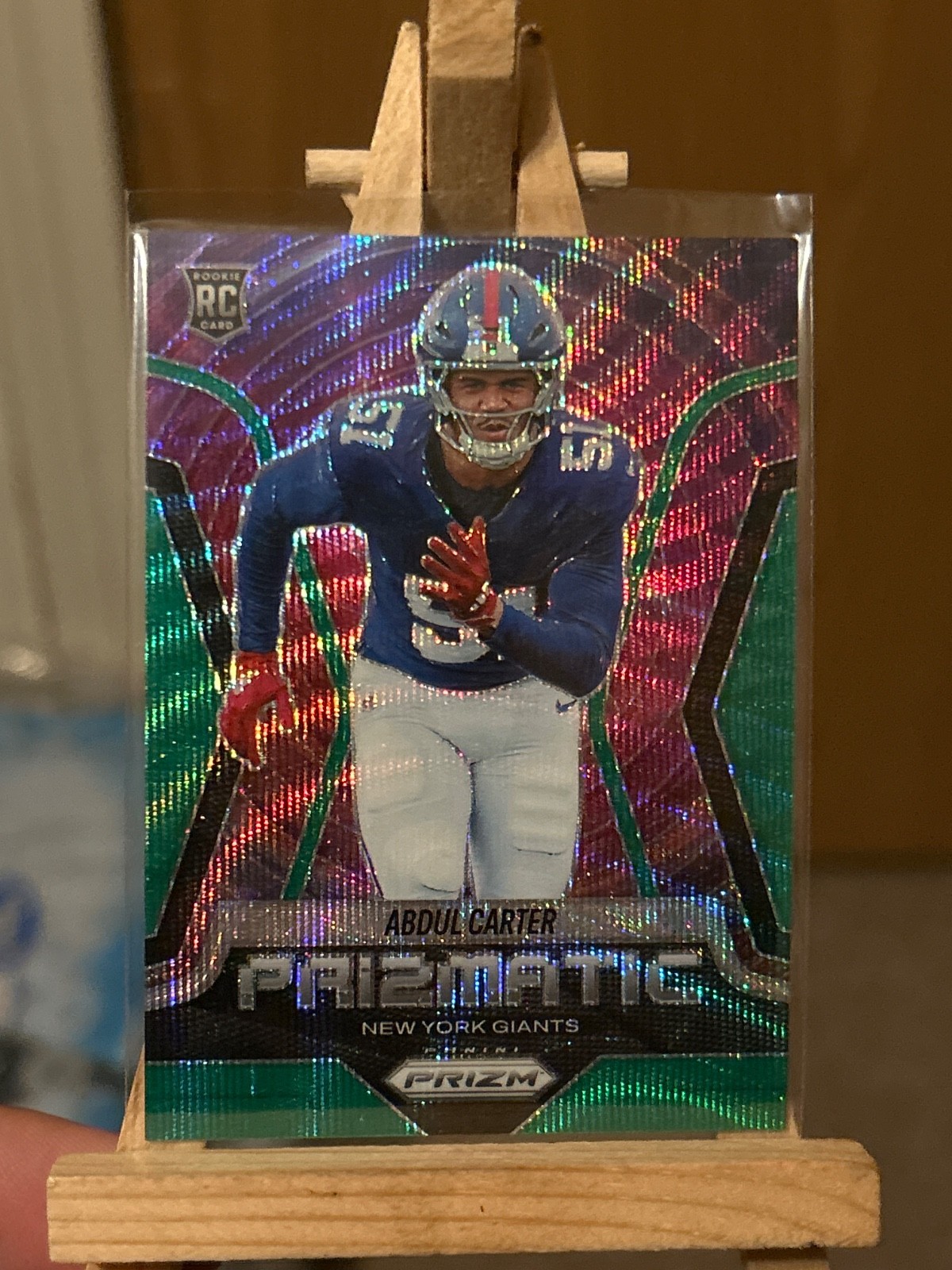 Abdul Carter 2025 Panini Prizm #10 New York Giants Prizmatic Green Wave RC