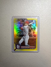 2022 Bowman Chrome, Dylan Carlson, Card #57, Yellow Refractor, #50/75
