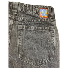 Empyre Youth baggy black Jeans embroidered skater punk patch sz 25x27