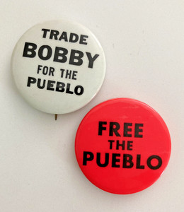 Rare Anti-RFK "Trade Bobby for the Pueblo" & "Free the Pueblo" Campaign Pins