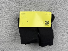 All In Motion Kids' 6pk Crew Socks - Black Size 9 - 2.5