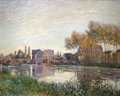 Alfred Sisley Sonnenuntergang bei Moret 1888 Vintage Kunstdruck Poster Wanddeko Deko Wand