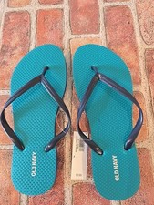 Old Navy Women  s Flip Flop Sandals Teal With Navy Blue Size 7 NWT Pool Beach