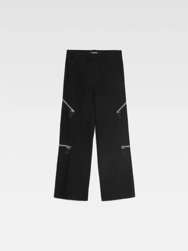 JACQUEMUS Le cargo Marrone Zip Pants Black