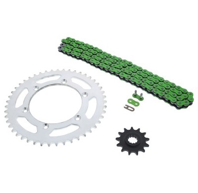 520-112L Green Non O Ring Chain & Sprocket Silver 13/47 Kawasaki KLX400 2003