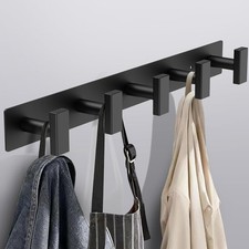 Coat Rack Wall Mount - 5 Coat Hooks, Towel Racks for Bathroom Robes Bags Keys,
