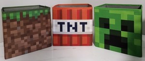 Minecraft 10"x10" Storage Bin Organizer Toy Box Lot Of 3 Collapsible Cubes 2021