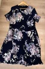 Ladies Dress Size 22 Plus Size Navy Floral Occasion Dress Amber