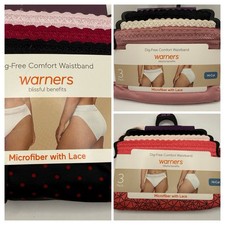 Warner's Blissful Benefits Microfiber Lace Hi-Cut Panties 3-Pack 2XL Or 3XL NWT