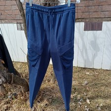 Athletic Fit Navy Casual Jogger Pants Elastic Waistband Cargo Pockets Boys XXL18