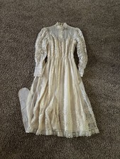 Vintage Themes 80s Cream Lace Maxi Dress Size 8 Romantic Wedding Prairie