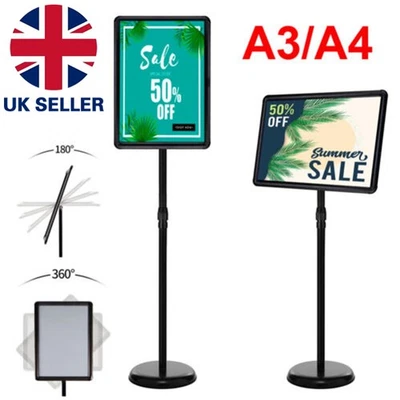 A3 A4 Floor Standing Sign Holder Poster Menu Frame Adjustable Retail Display CH