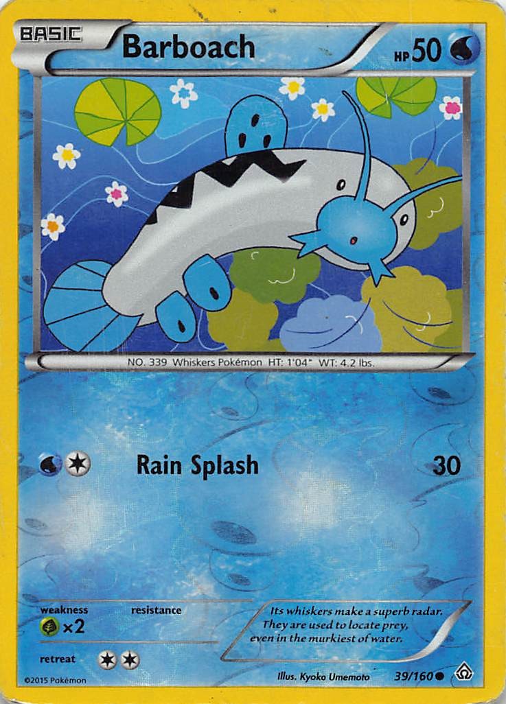 BARBOACH 39/160 C PRIMAL CLASH POKEMON REVERSE HOLO HP