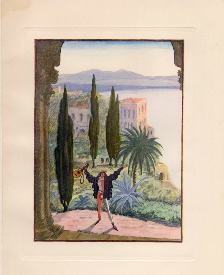 1937 Georges LEPAPE  2 Gravures sur cuivre lac de Come italia Art Déco - Photo 3/3