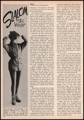 1964 Slalom Ski Wear B. F. Moore Photo Ski Industries Newport Vermont Print Ad