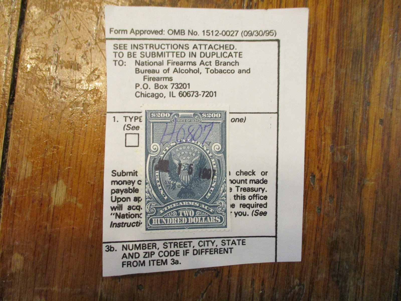 NFA Tax Stamp Firearm Machine Gun 0 revenue ATF