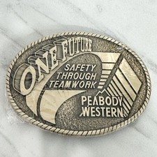 Vintage 1995 Peabody Western Coal Safety Award Solid Brass Belt Buckle NWT
