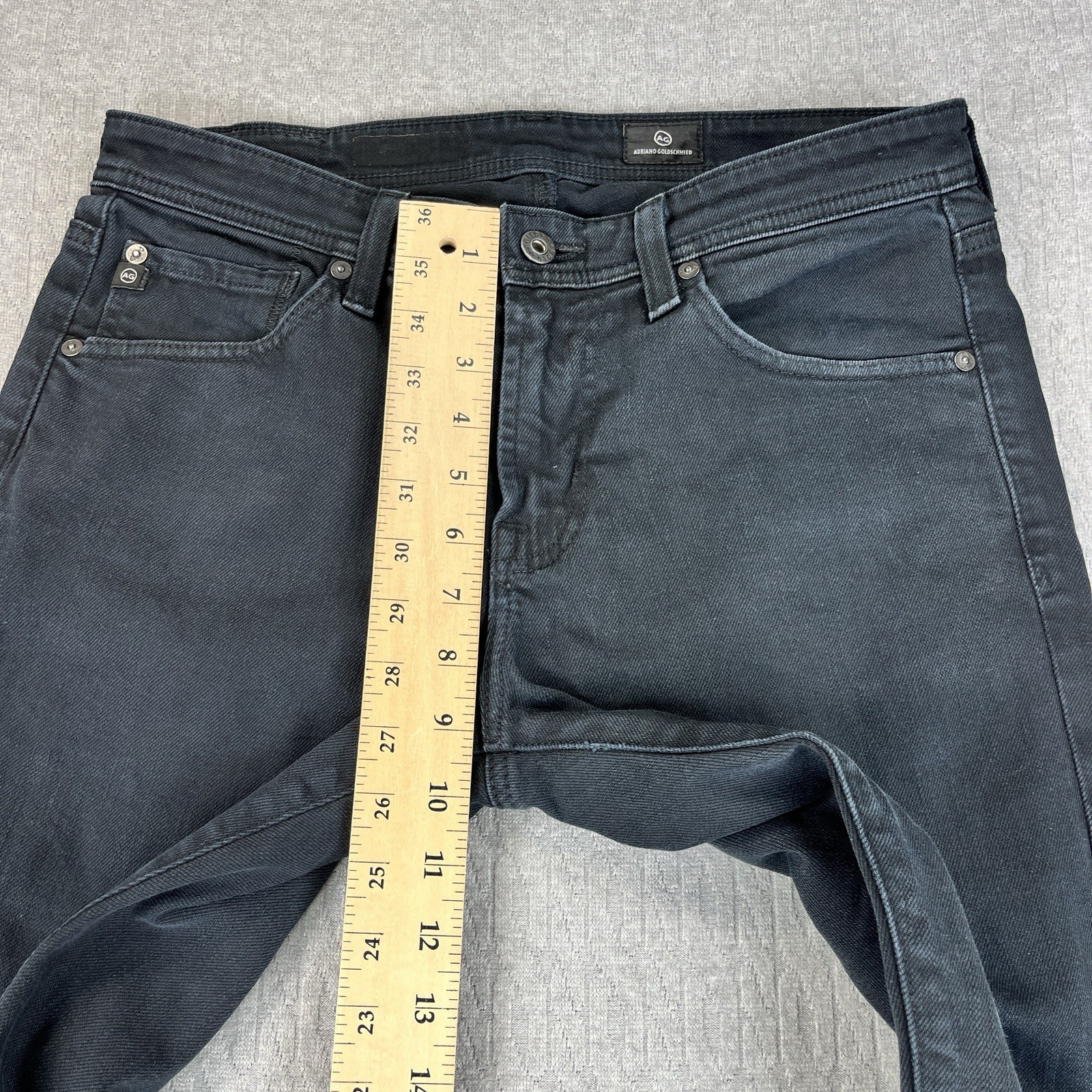 AG Adriano Goldschmied Jeans Men 30X27 1/2 Black tapered Leg Denim Pants thumbnail 8