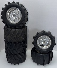 6 Traxxas T-Maxx / E-Maxx Vintage Chevron Monster Truck Tires & 14mm Hex Wheels
