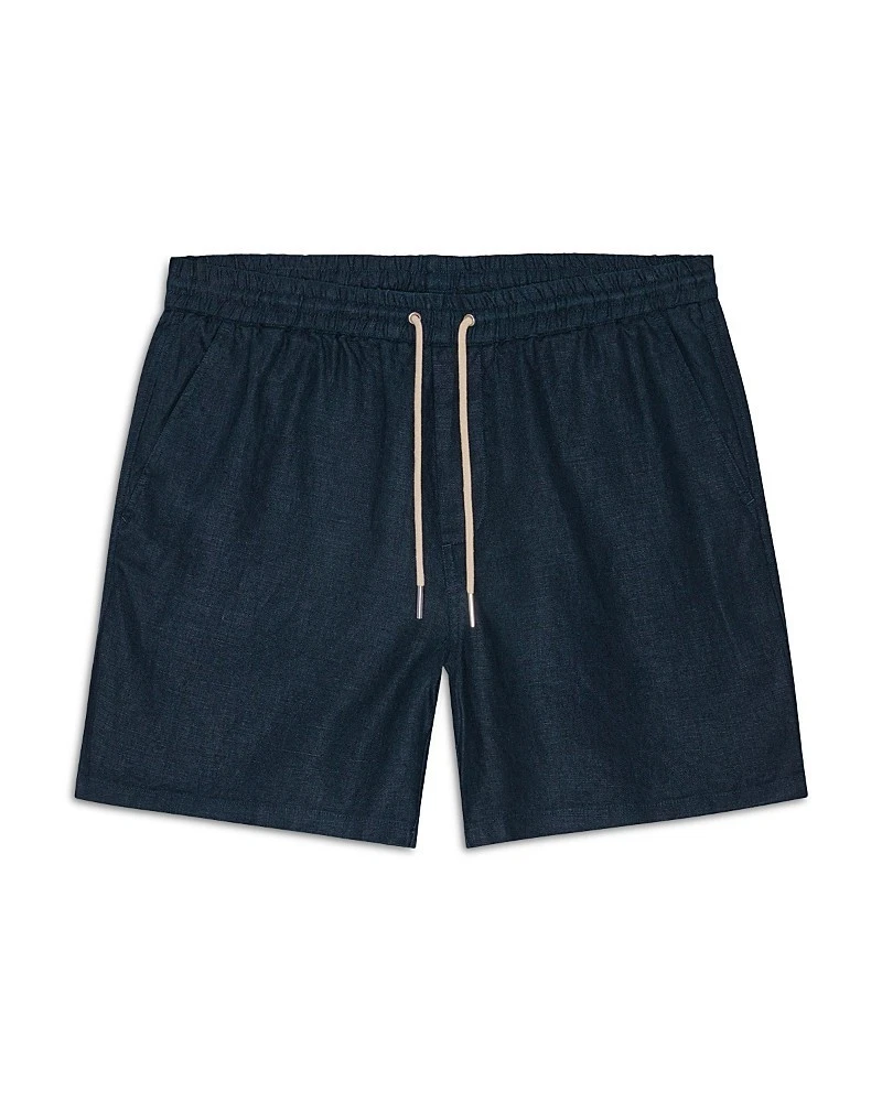 NN07 Gregor 1454 Relaxed Fit Linen Shorts Men's XXL Navy Blue Elasticated Waist