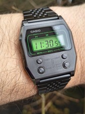 Casio A1100B-1EF Full steel black ion plated watch
