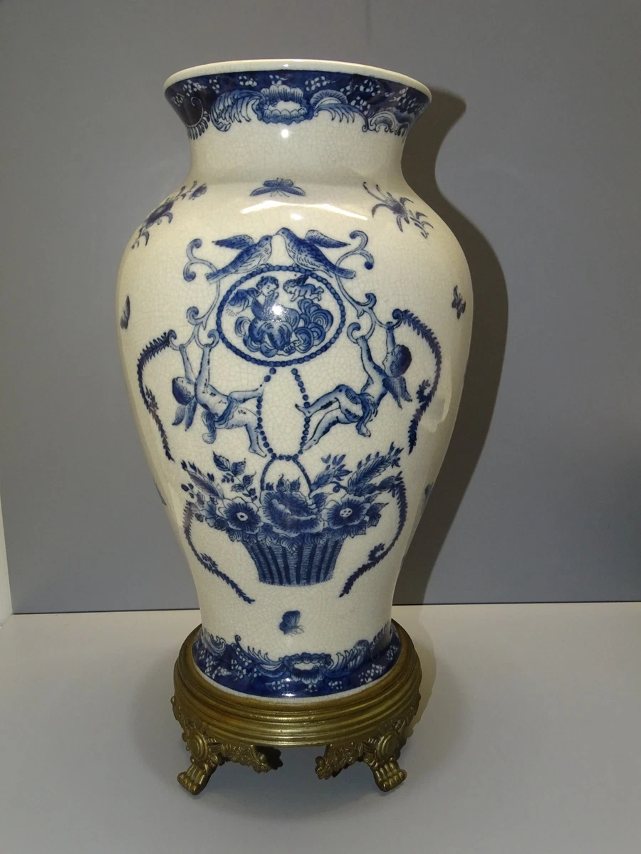 Grand Vase Ovoïde Céramique Faïence Craquelée – 4 Kg – 20ème Siècle