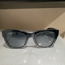 Chanel 5478 501/S4 Sunglasses Polished Black w/ Gold Heart CC Logo