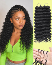 Crochet Human Hair for Black Women, Miracle Deep Wave Mini Knots Feather Crochet