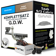 Anhängerkupplung abnehmbar für SAAB 9/3 Cabrio +E-Satz Kit NEU AHK