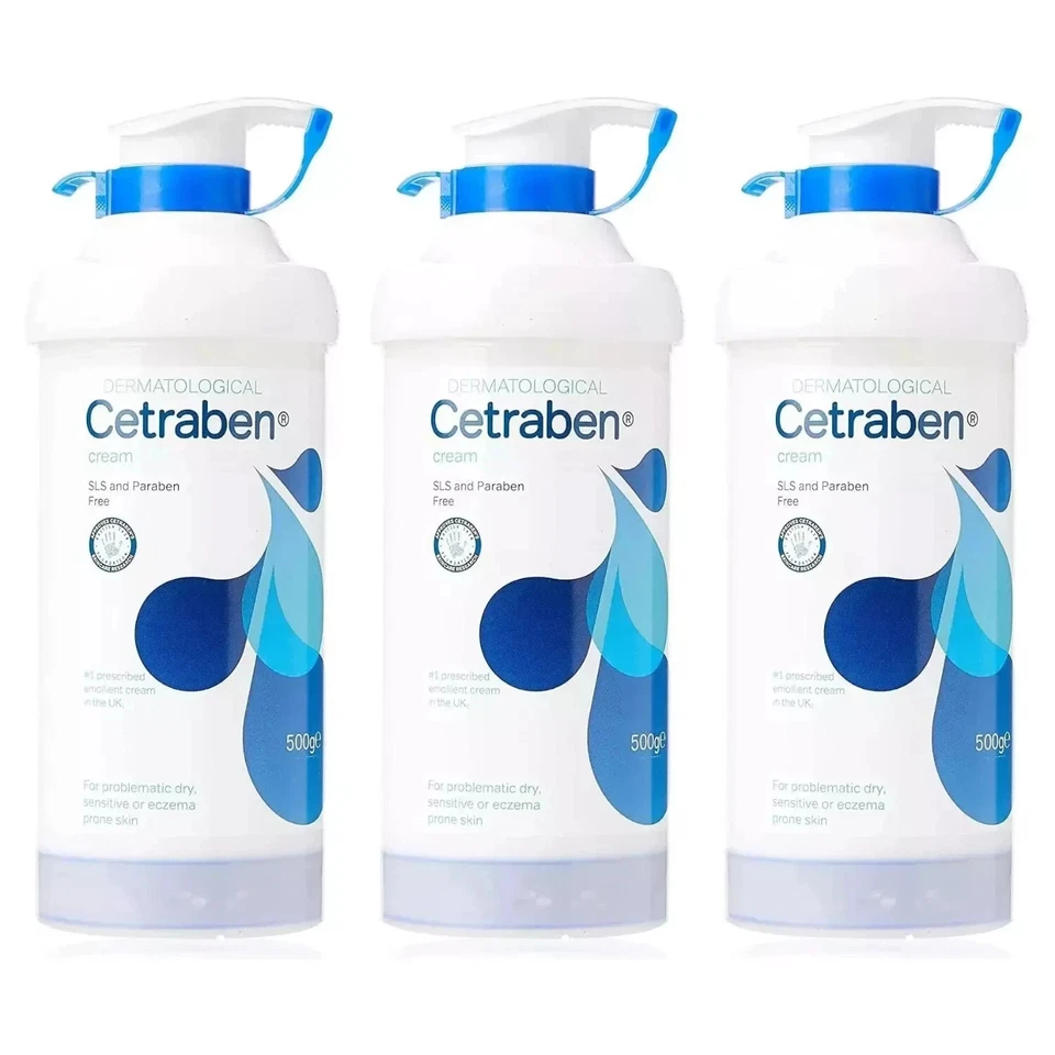 Cetraben Emollient Cream Pump Dispenser 500g x3