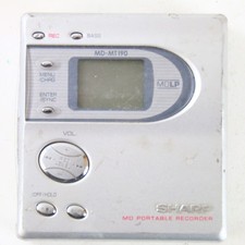 Tragbarer Cassette Player MD Mini Disc Sharp MD-MT180 Silber Defekt