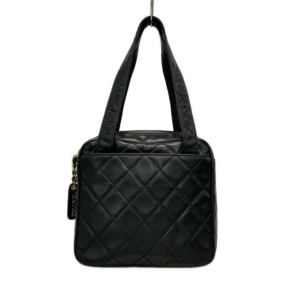 Vintage Chanel Black Lambskin Matelasse Handbag with Gold Hardware