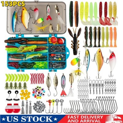 Lot 153 pcs Kinds of Fish Fishing Lures Crankbaits Hooks Minnow Baits Tackle Set