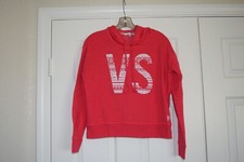 Victoria's Secret Sz S Pink Cropped Hoodie Sweatshirt VS White Design on Front