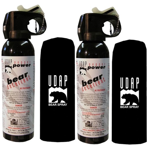 Udap Bear Pepper Spray with Holsters, 2 PACK, 7.9 oz Cans, 30 ft Range