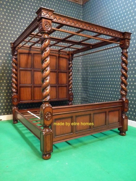 King size canopy bed wood deals