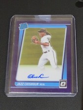 2021 Donruss Optic Jazz Chisholm Prizm ON CARD REF PURPLE AUTO RC YANKEES /75