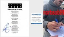 RILEY GREEN SIGNED DAMN GOOD DAY TO LEAVE LYRIC SHEET w/EXACT PROOF & ACOA COA RILEY GREEN SIGNED DAMN GOOD DAY TO LEAVE LYRIC SHEET w/EXACT PROOF & ACOA COA