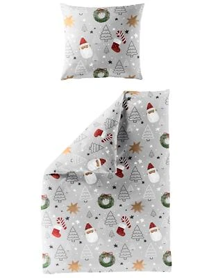 Bierbaum Biber Bettwäsche 155x220 Sterne Zuckerstange Nikolaus silber 4100-10 - Bild 1 von 2